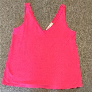 LOFT Bright Pink V-Neck Tank Top
